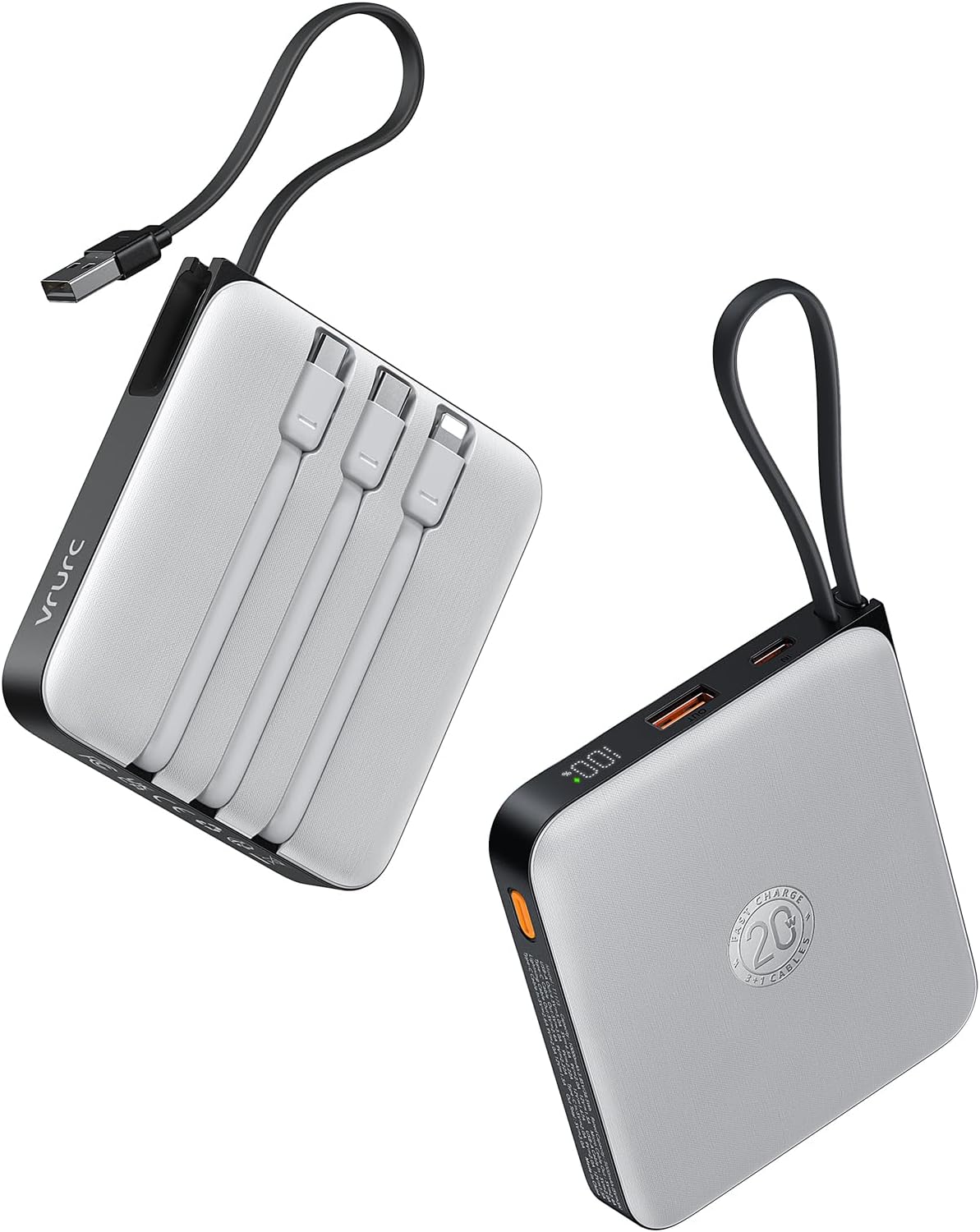 Banco de energía de 20000 mAh con 4 cables integrados, esenciales d...