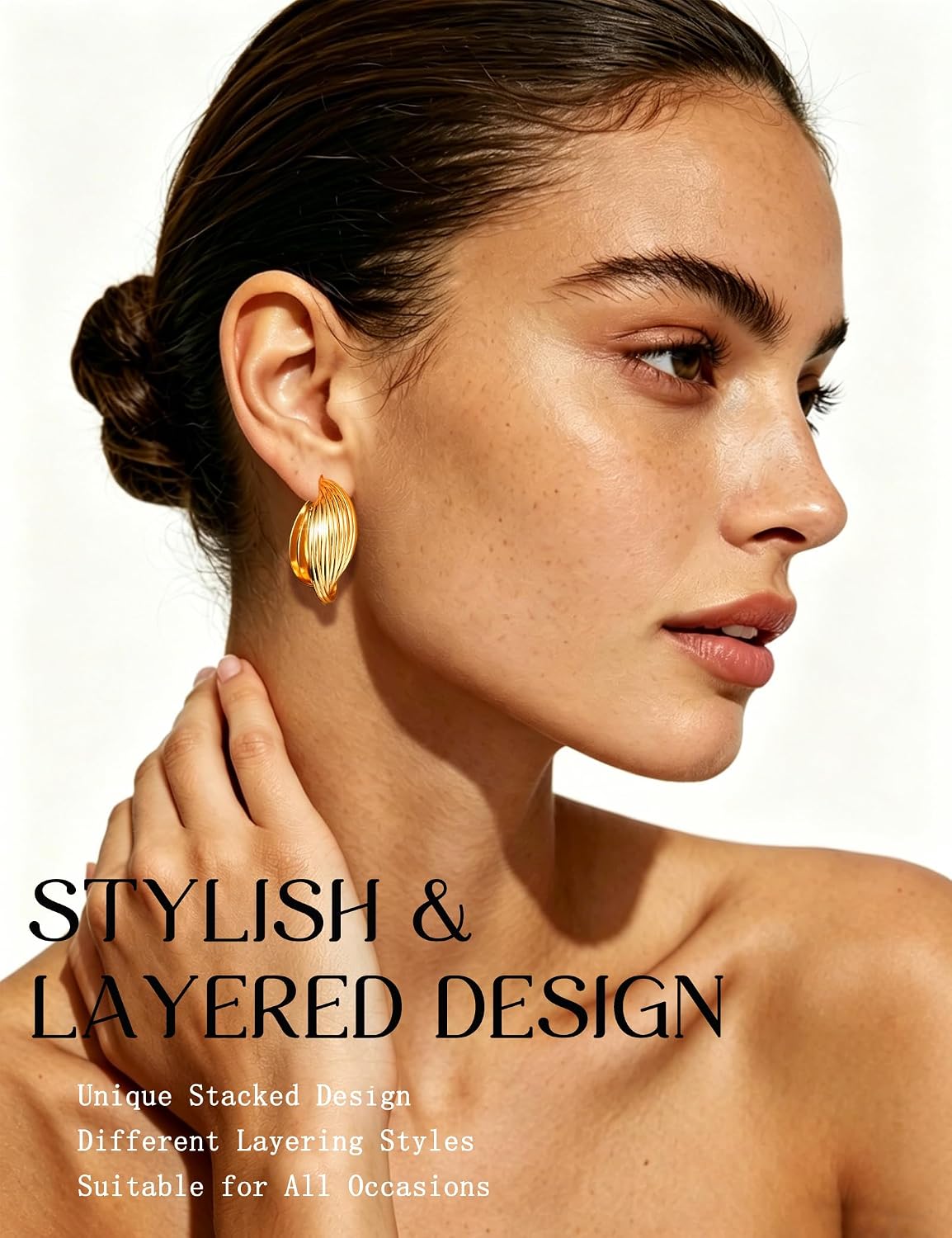 42 pares de aretes de aro dorados para mujer, paquete múltiple de a...