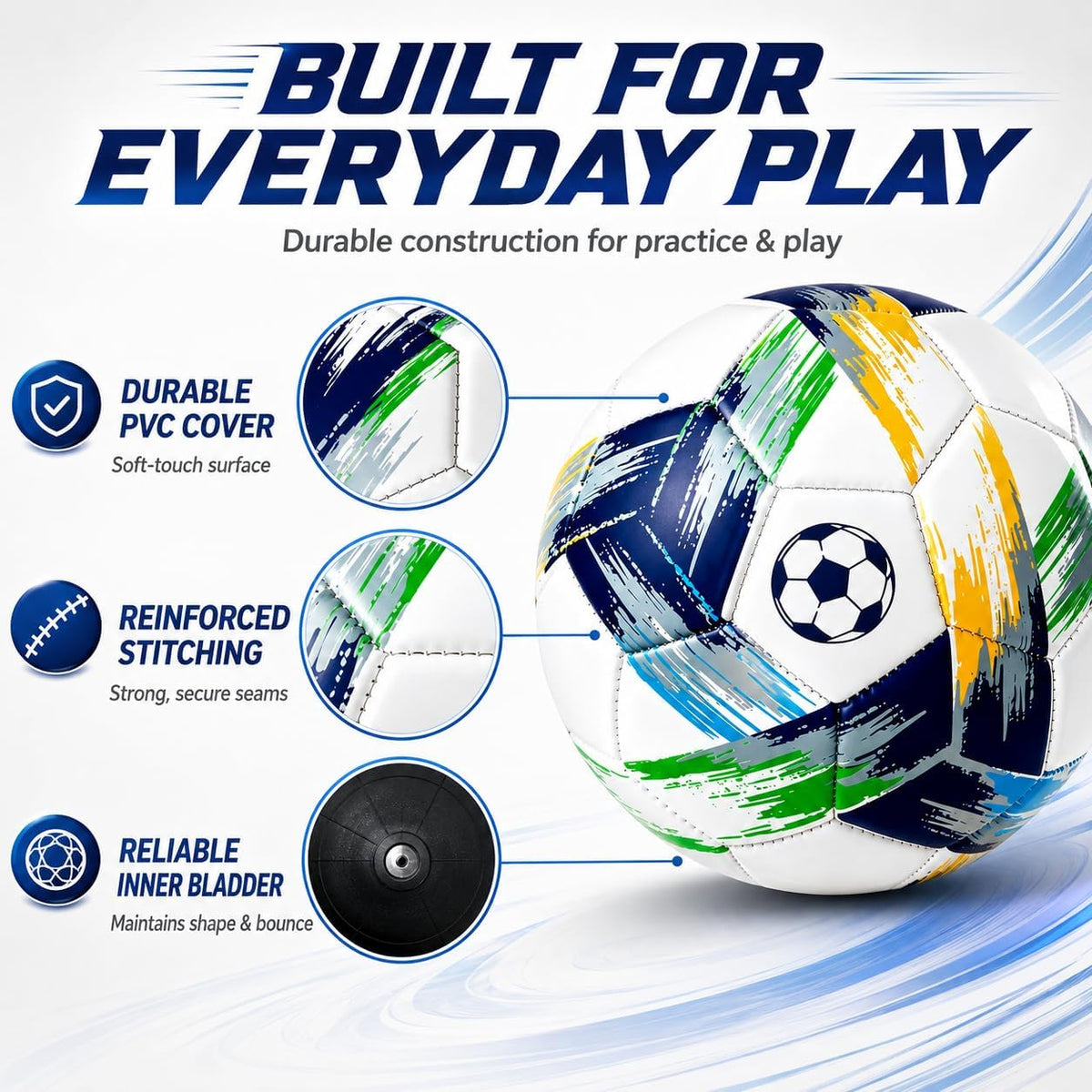 Innotoys Balón de fútbol tamaño 5, tamaño 4, tamaño 3, desinflado,...