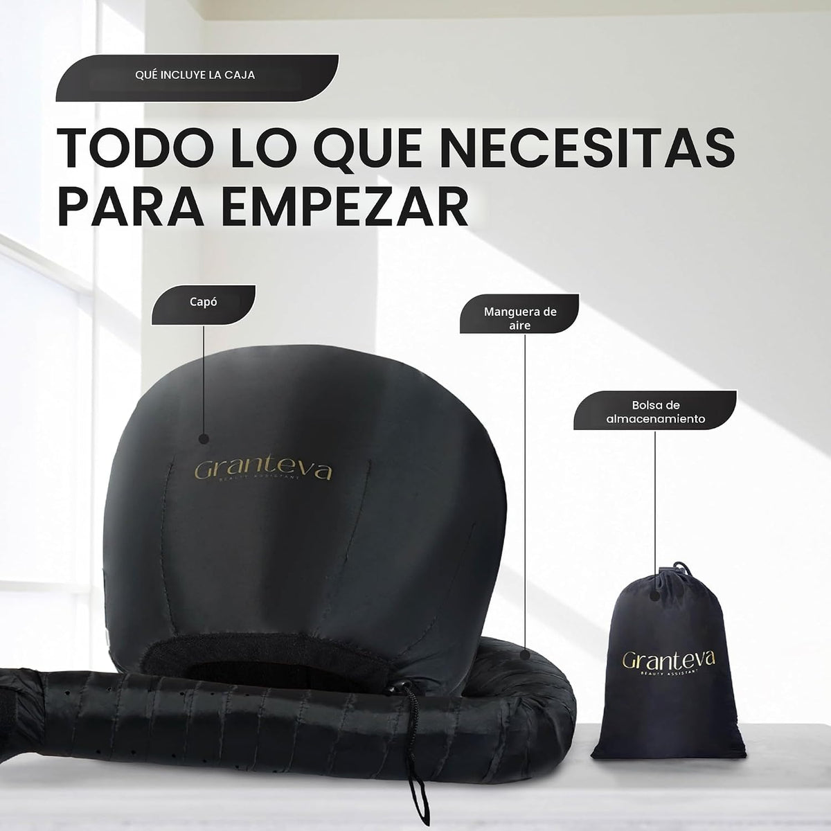 Secador de pelo con capucha y diadema integrada que reduce el calor...