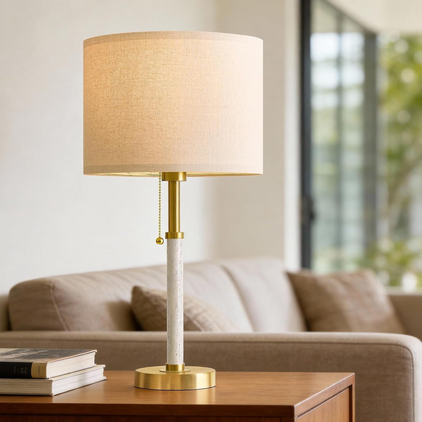 Lámparas de mesa de madera de 22 pulgadas, lámparas modernas de med...