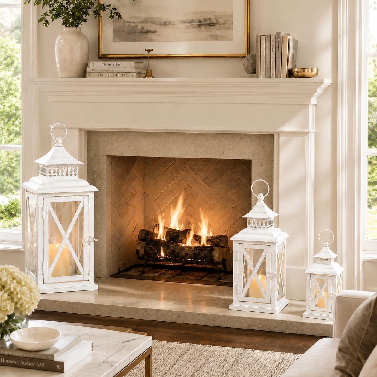 3 faroles decorativos (20 y 13 y 9 pulgadas) para interiores y exte...