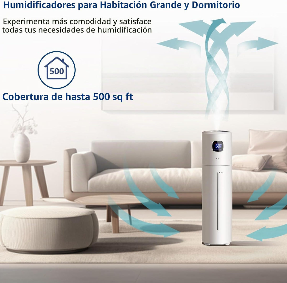 KZF Humidificador grande para dormitorio | Función de llenado super...
