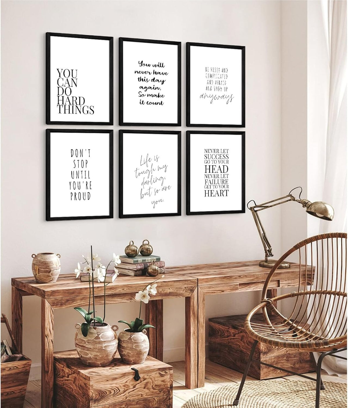 Arte de pared inspirador para oficina, con citas motivacionales, li...