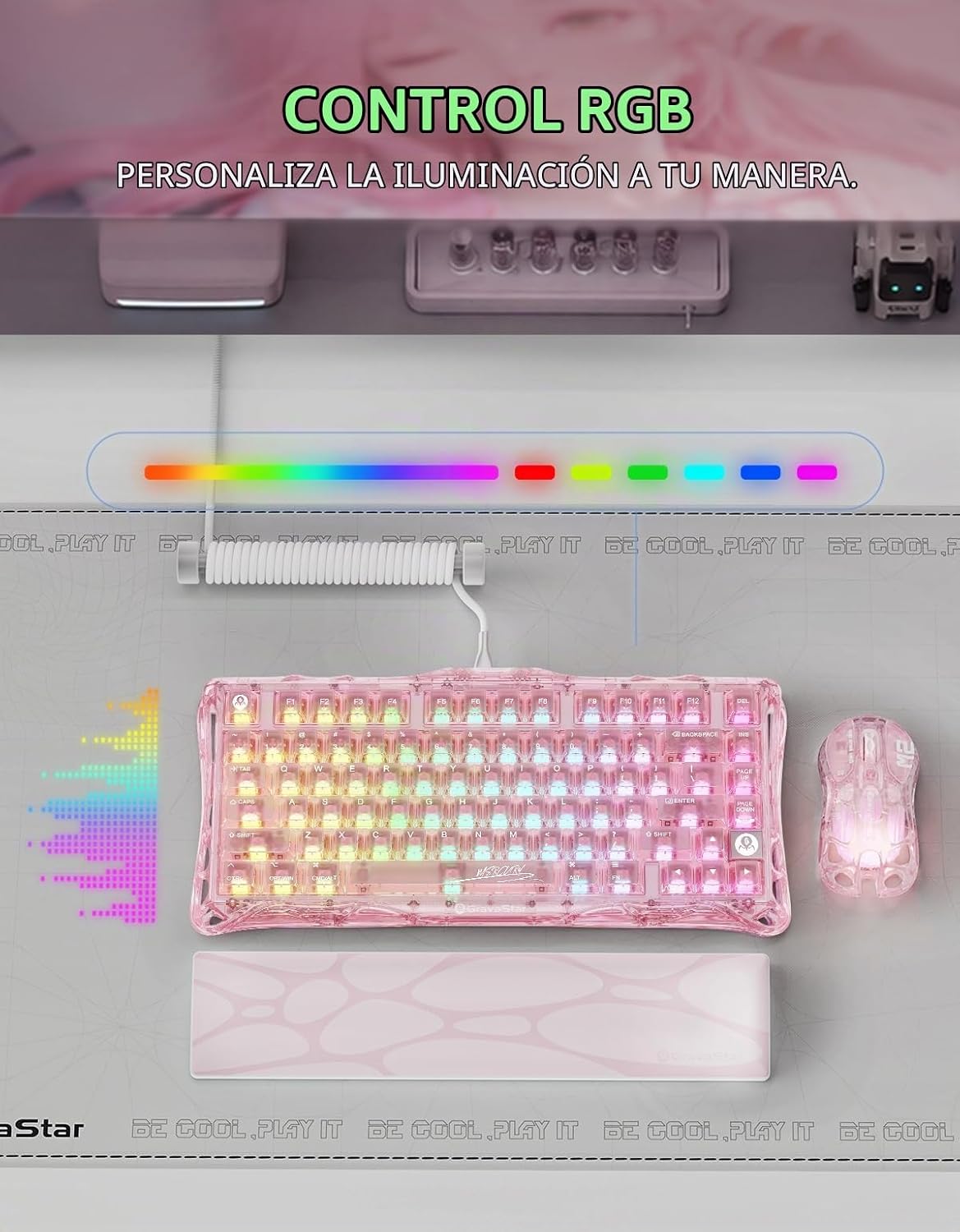 GravaStar Mercury K1 Lite 75% Teclado mecánico inalámbrico para jue...