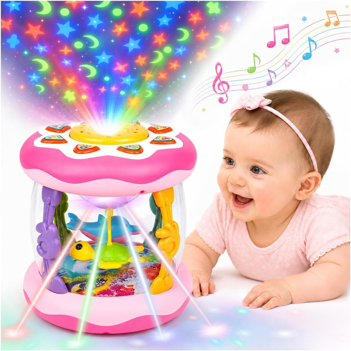 Juguetes para niñas de 0 a 6 meses: Proyector giratorio oceánico, j...