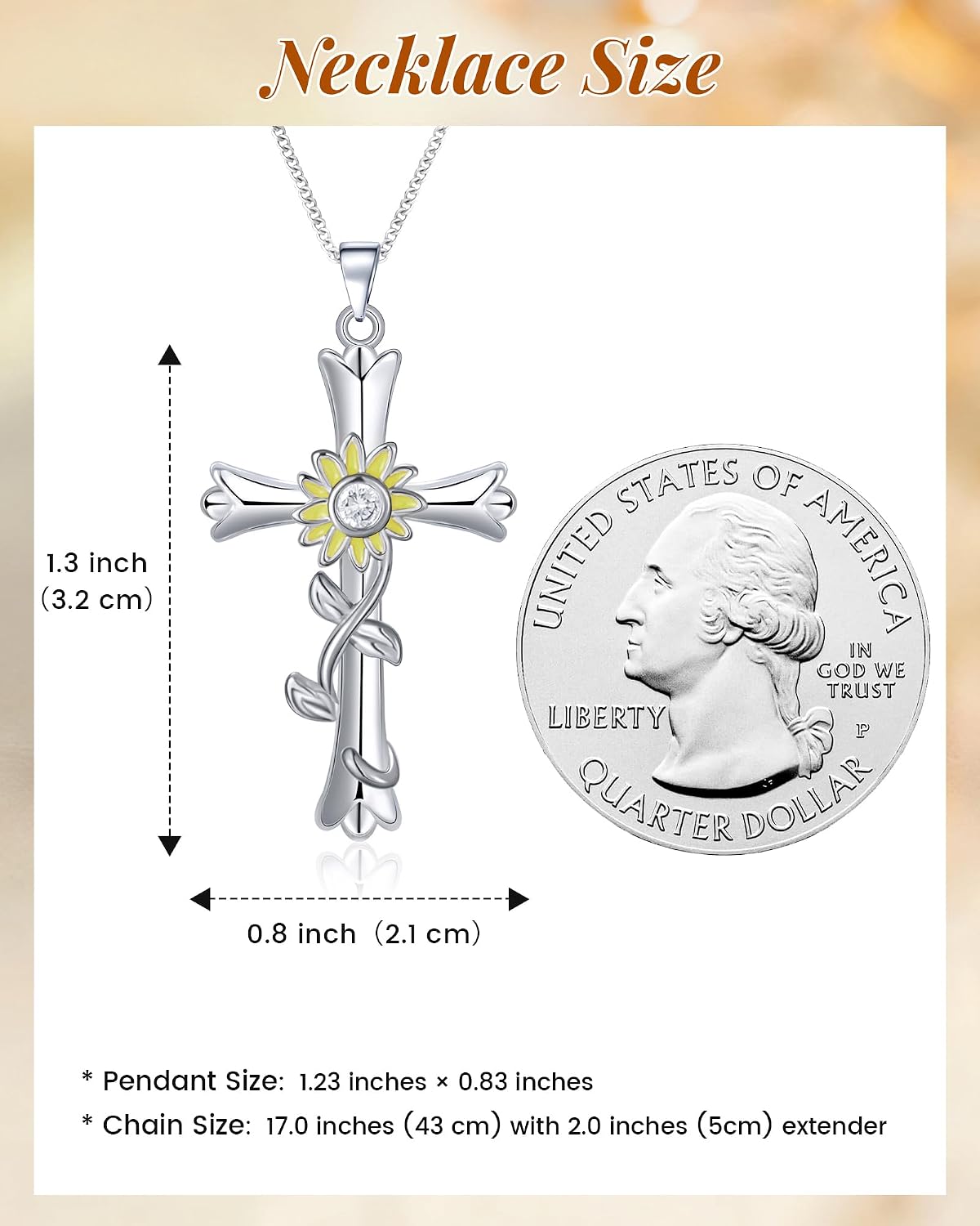 Collar de cruz ACECHA para mujer | Collar colgante de fe de plata c...