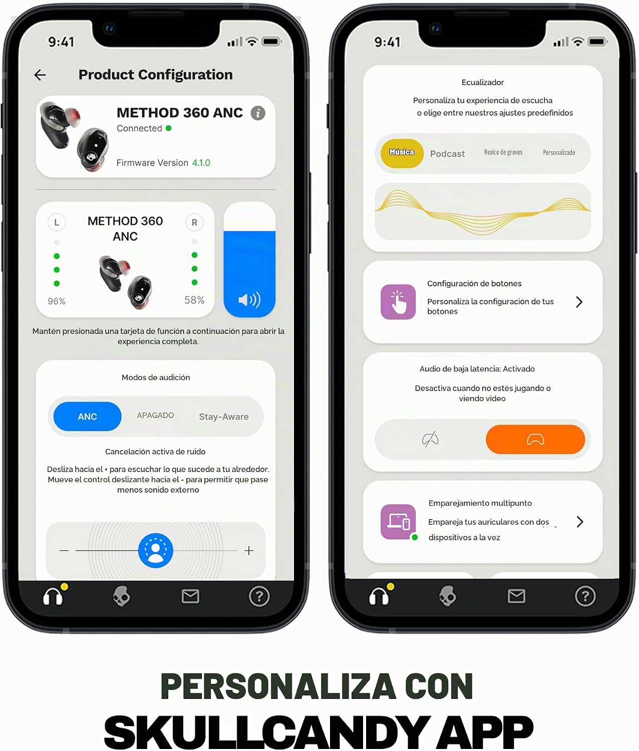 Skullcandy Method 360 ANC - Auriculares inalámbricos, sonido de Bos...