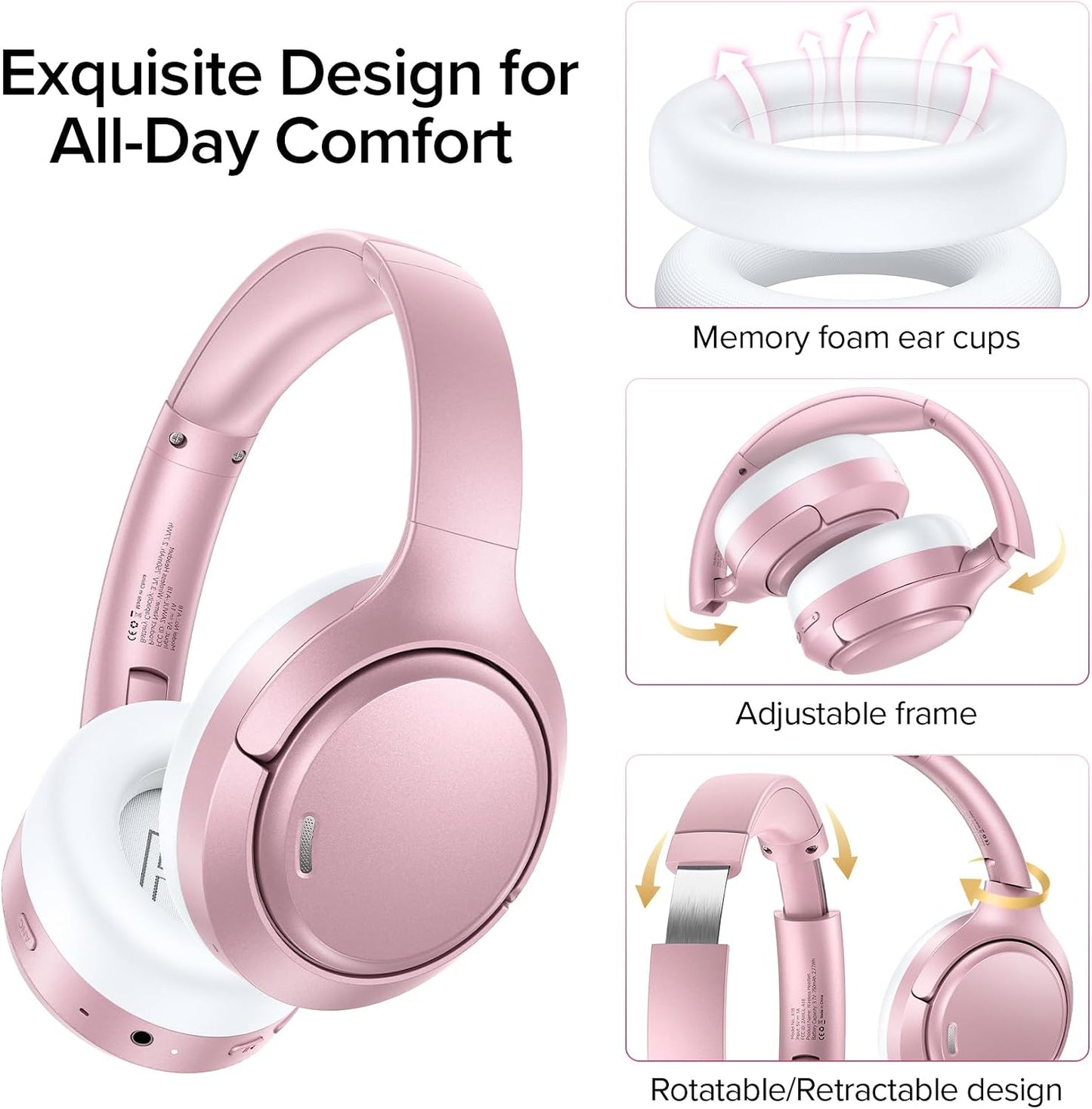 Auriculares híbridos con cancelación activa de ruido de 120 horas d...