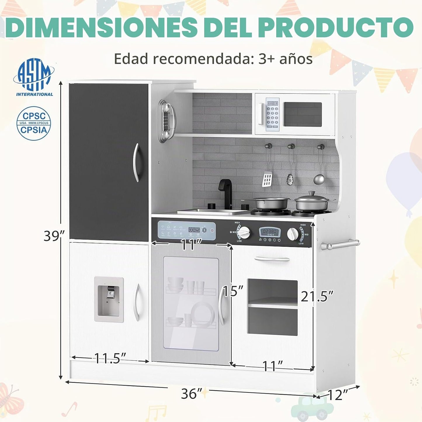 Costzon Juego de cocina para niños, gran juego de juguetes de cocin...