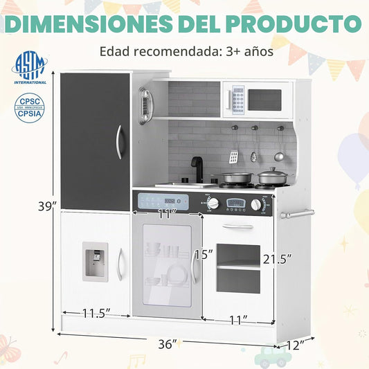 Costzon Juego de cocina para niños, gran juego de juguetes de cocin...