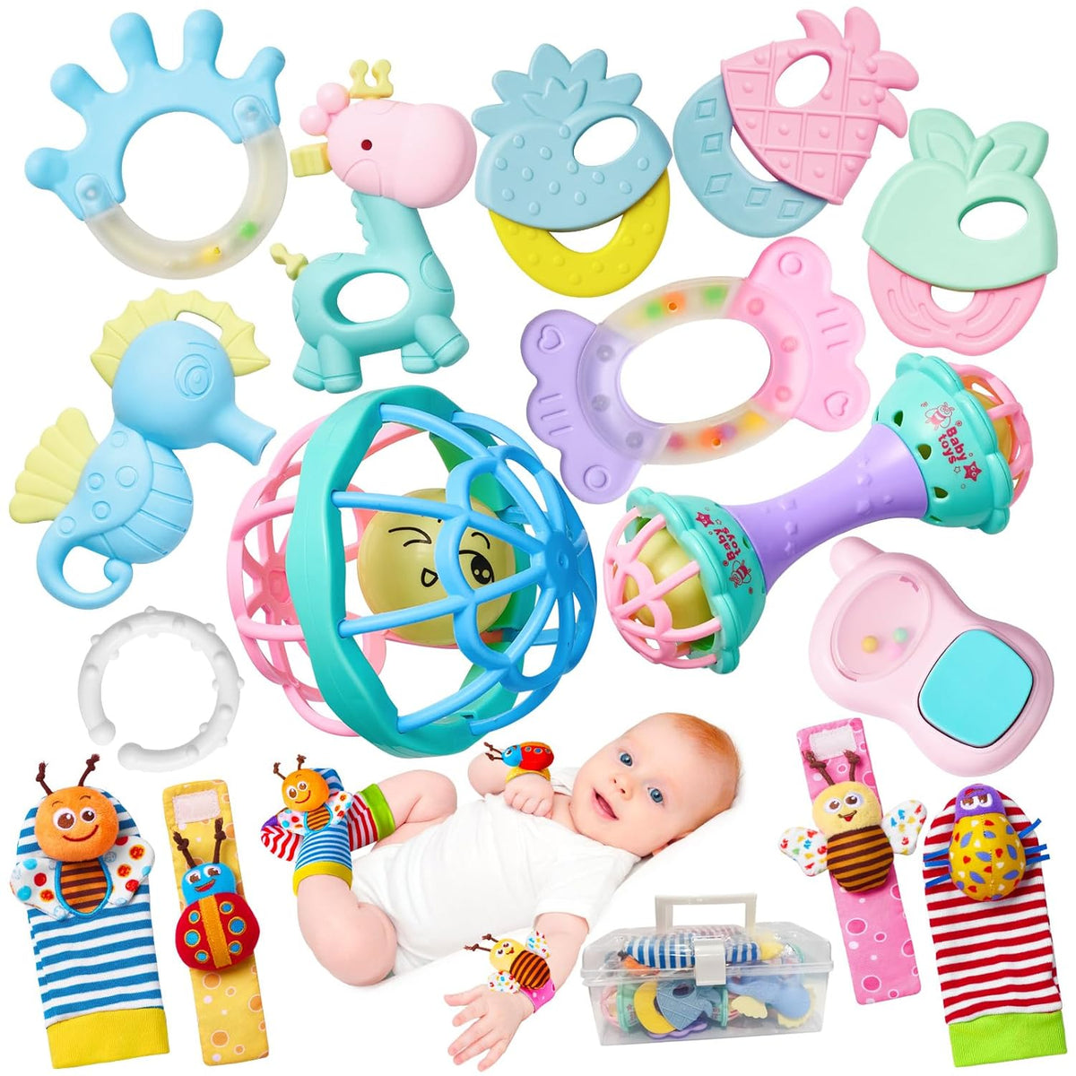 15 sonajeros para bebés de 0 a 6 meses, sonajeros de bebé sin BPA d...