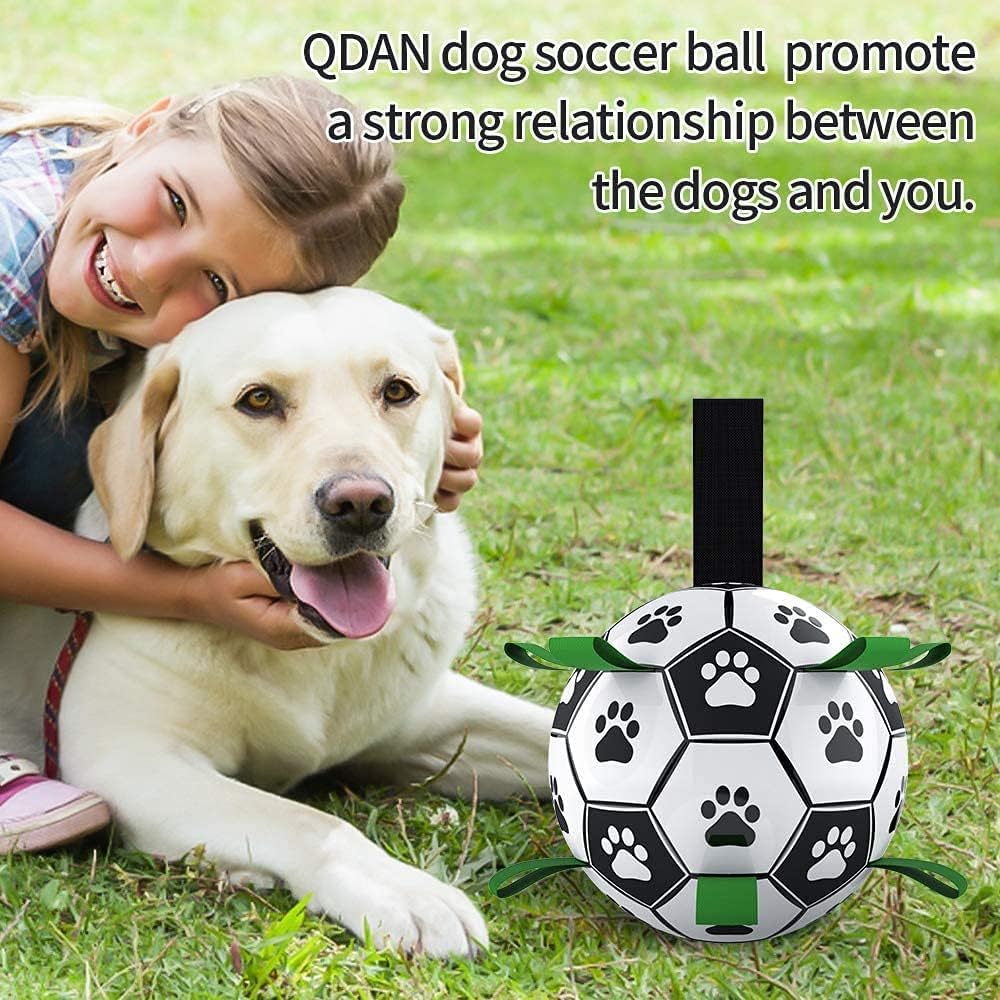 QDAN Juguetes grandes para perros, pelota de fútbol de 8 pulgadas p...