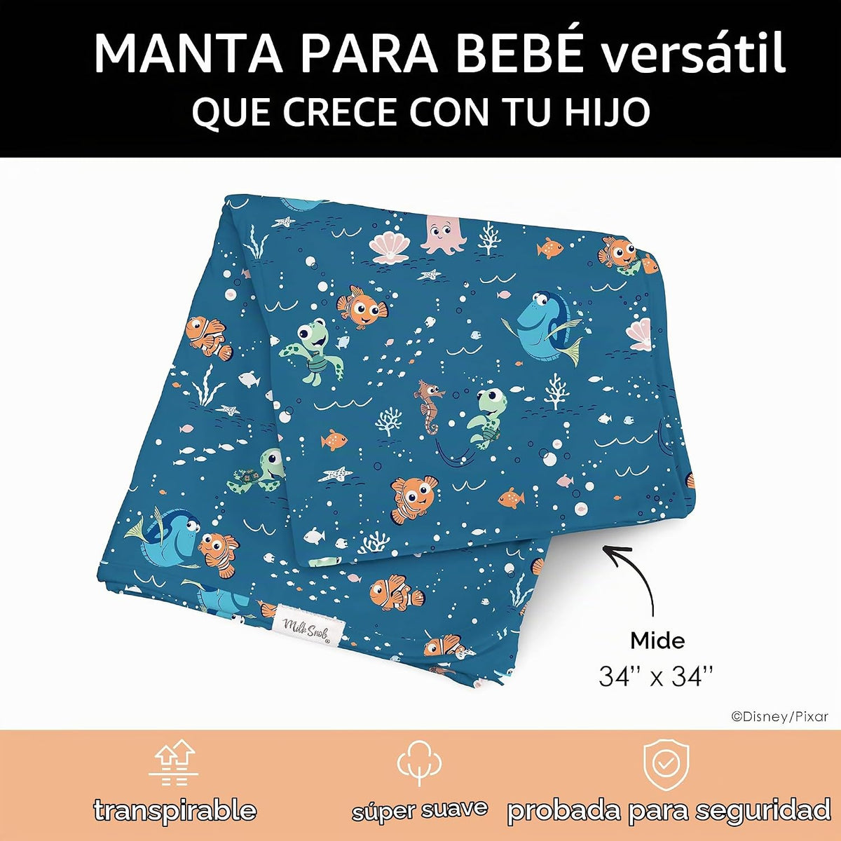 Milk Snob Manta de recepción de manta de Disney (Pixar Buscando a N...