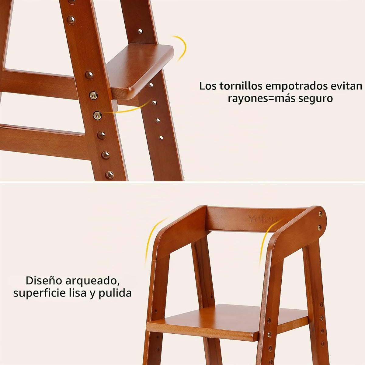 YOLEO Silla Alta de Madera para Niños de Pequeña Edad a Adolescente...