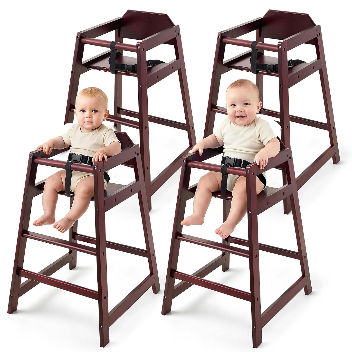 Neoflavie Sillas altas de madera para bebés y niños pequeños, silla...