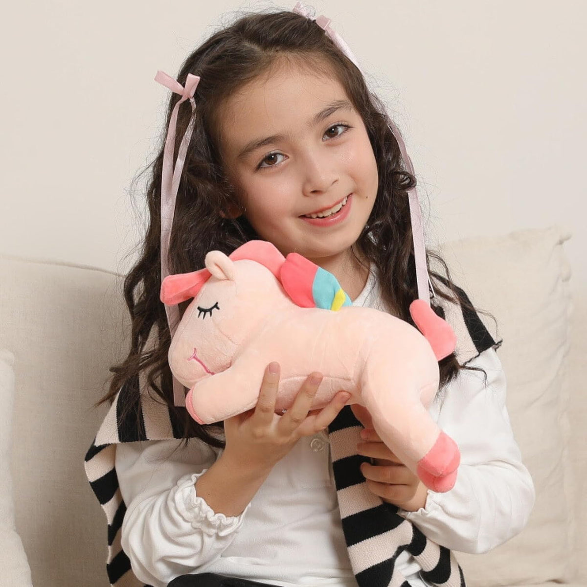 Animal de peluche de unicornio durmiente, juguetes de peluche de un...