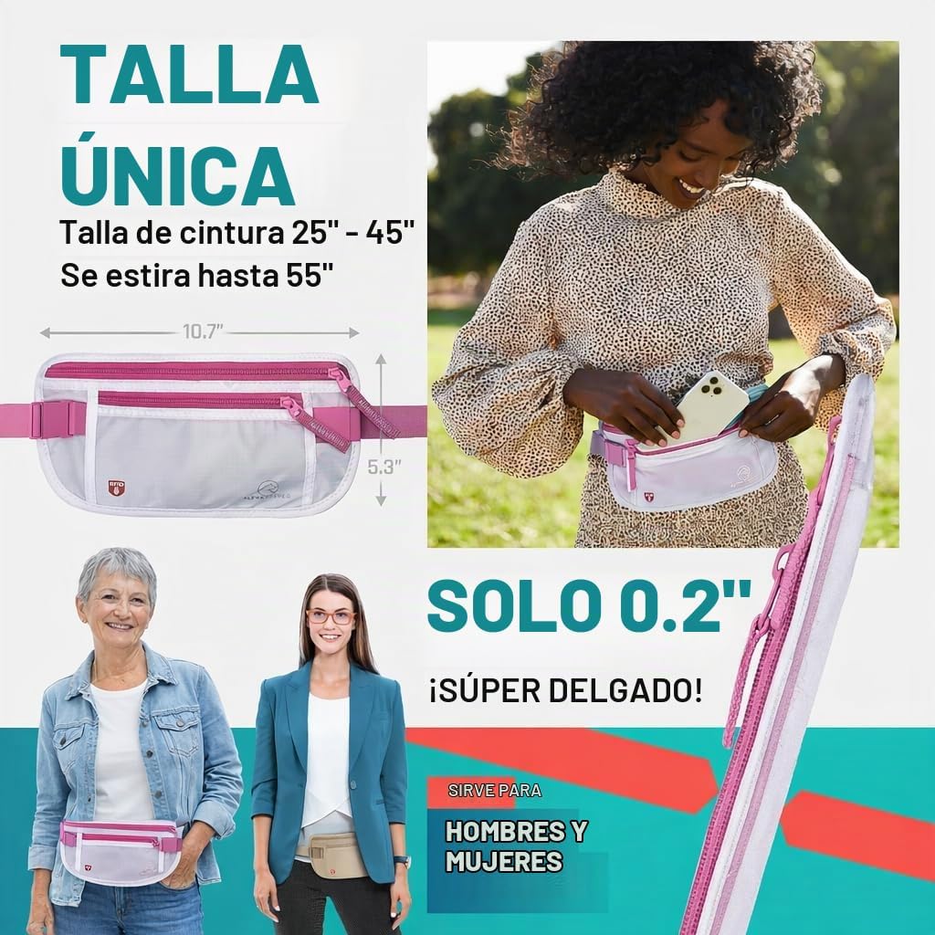 Alpha Keeper Cinturón de dinero para viajes oculto debajo de la rop...