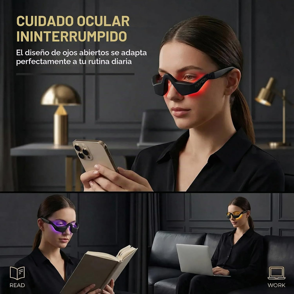 Dispositivo de belleza de ojos con luz roja: herramienta de masajea...