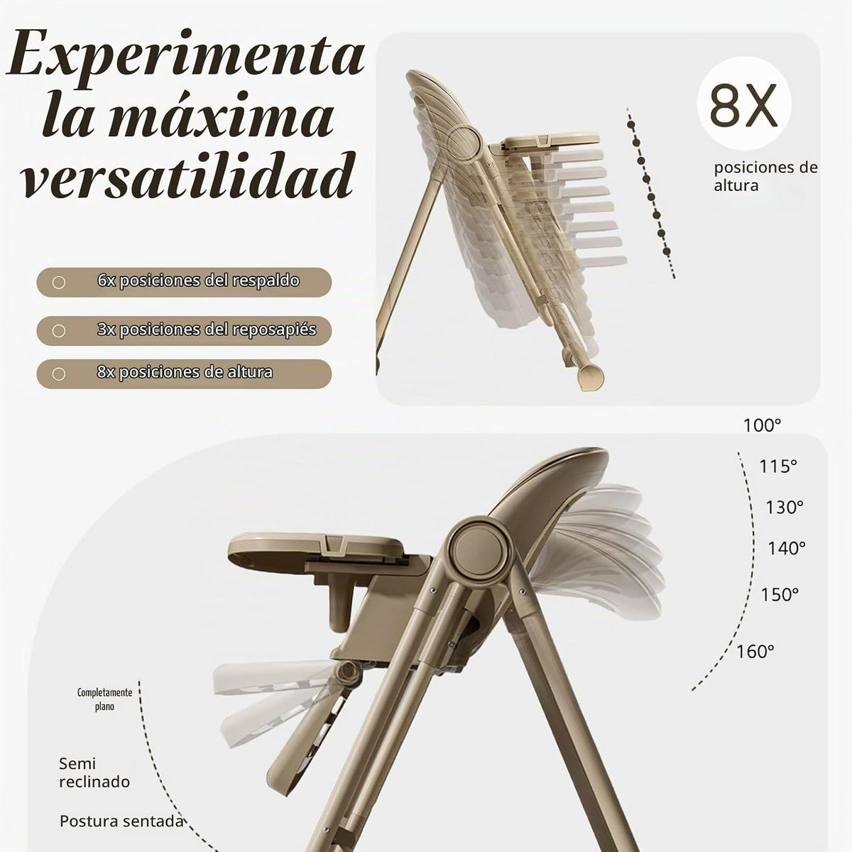 UMGOOGOO Trona Multifuncional Todo en 1 para Bebés con Balancín par...