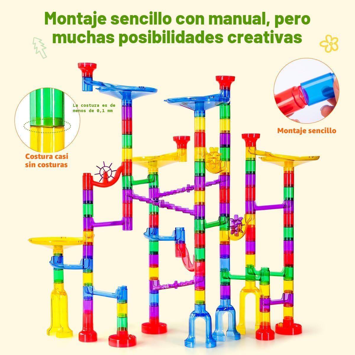Meland Marble Run - 132 Piezas Juego de Construcción de Laberinto d...