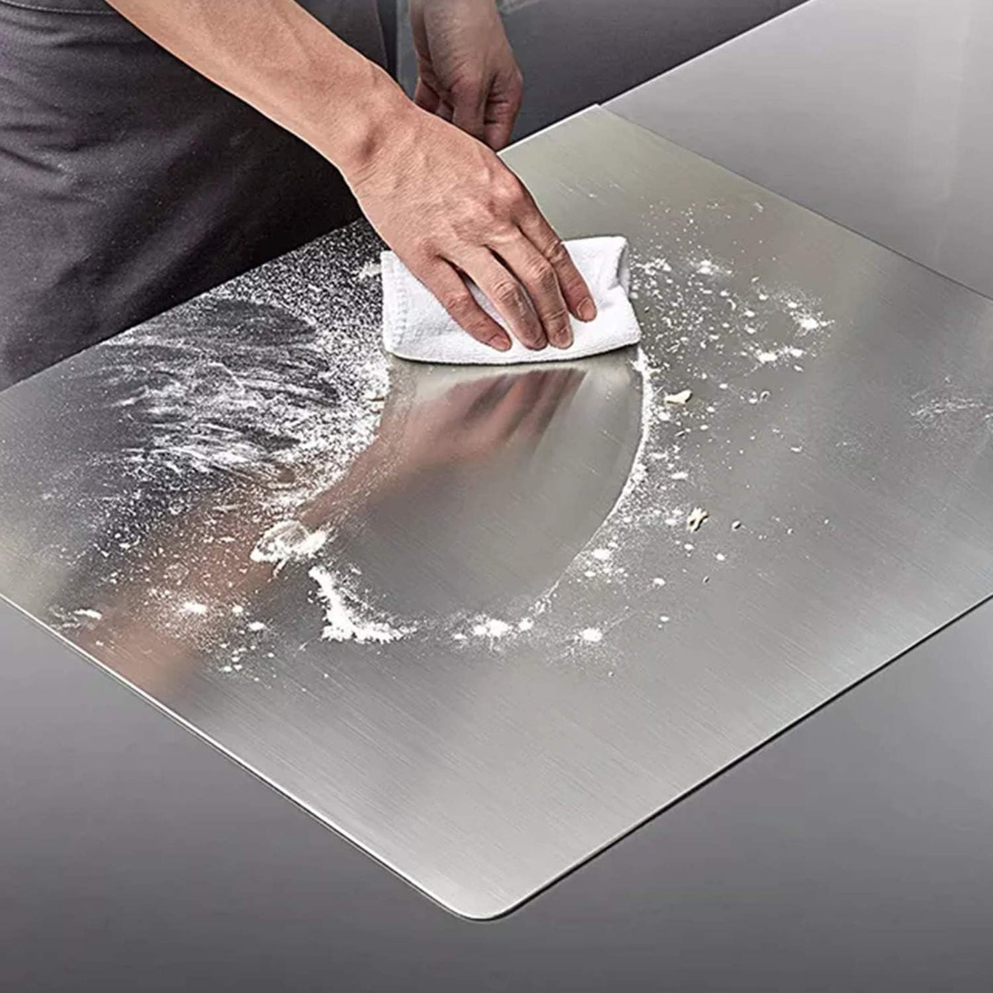 KORVOS Tabla de cortar de acero inoxidable para cocina, tabla de co...