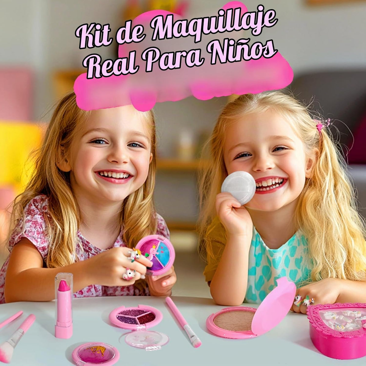 ULOVEME - Kit de maquillaje real para niñas pequeñas, juguete de ma...