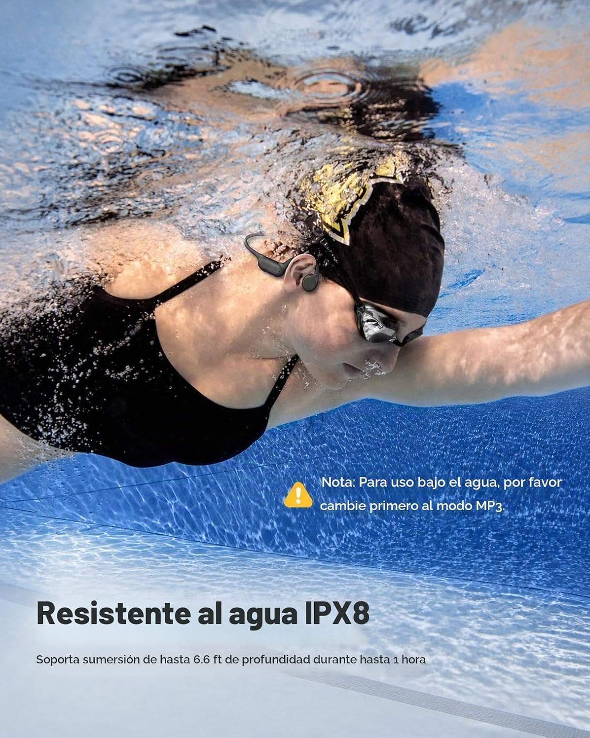 PSIER Auriculares de conducción ósea IPX8 impermeables para natació...