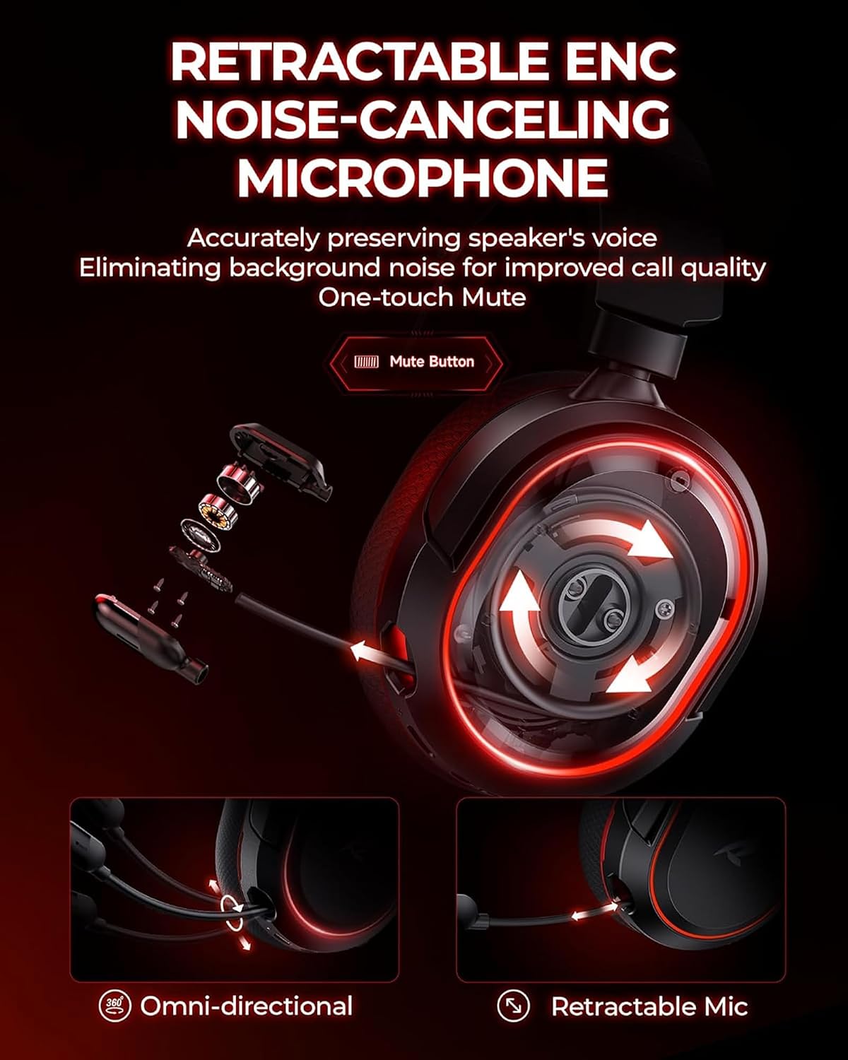 Auriculares inalámbricos para juegos, sonido envolvente 7.1, auricu...