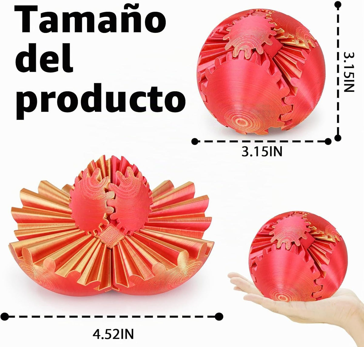 Bola de engranajes esférica 3D impresa, bola giratoria o cubo, jugu...