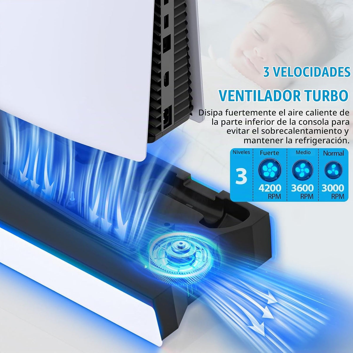 Estación de refrigeración PS5 \/ PS5 Slim con soporte LED y estació...