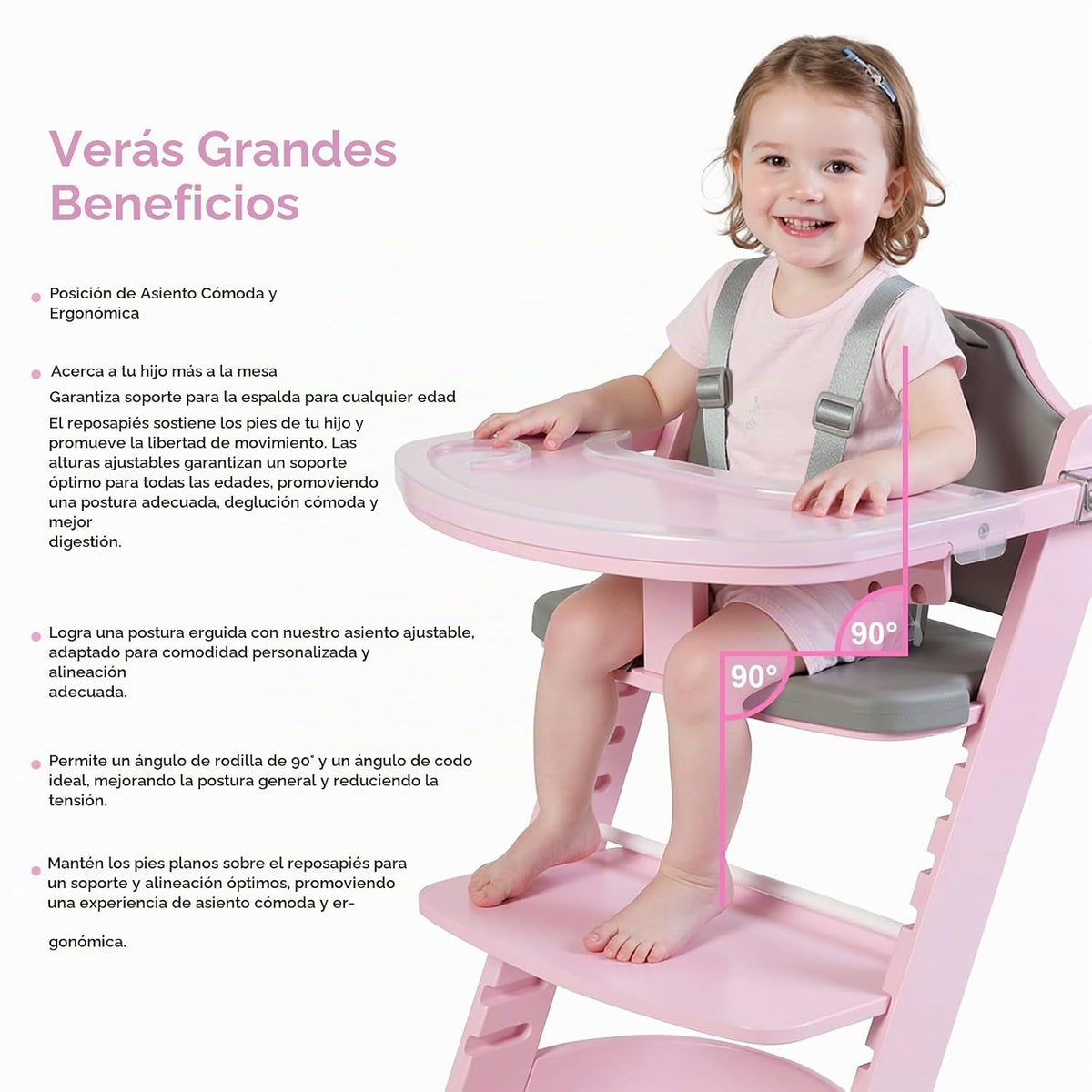 Cowiewie - Silla alta convertible 3 en 1 de madera, asiento y repos...