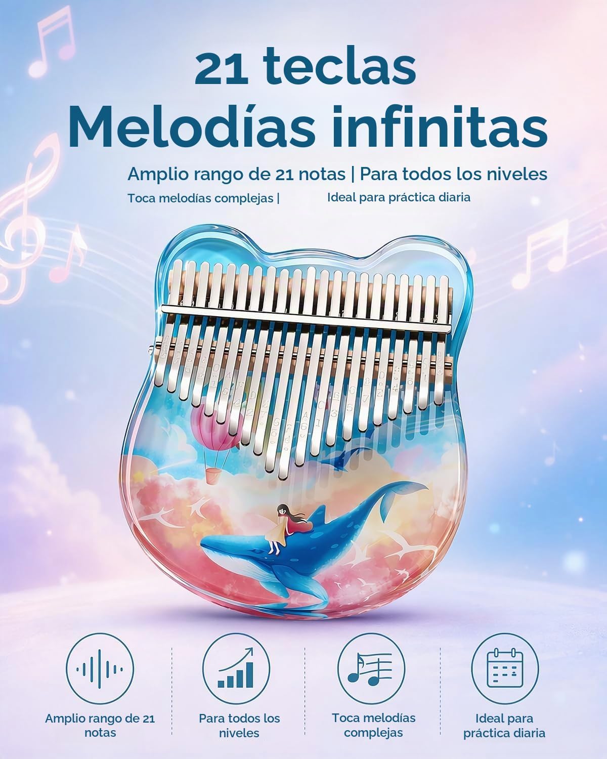 Stormee Kalimba - Piano de pulgar con 21 teclas, instrumento musica...
