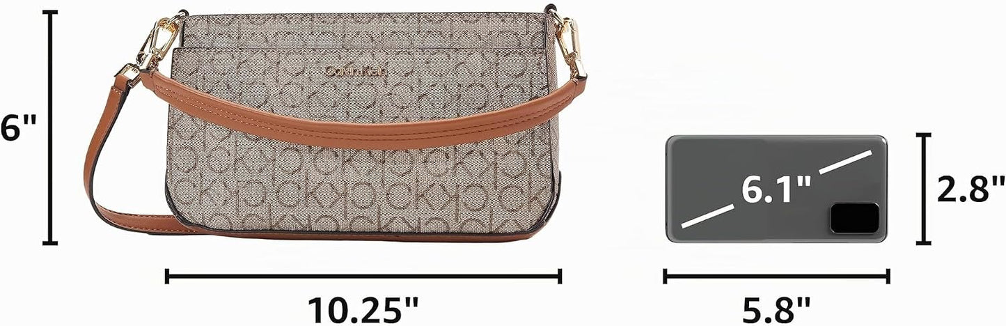 Calvin Klein Bolso de hombro Lucy con triple compartimento para muj...