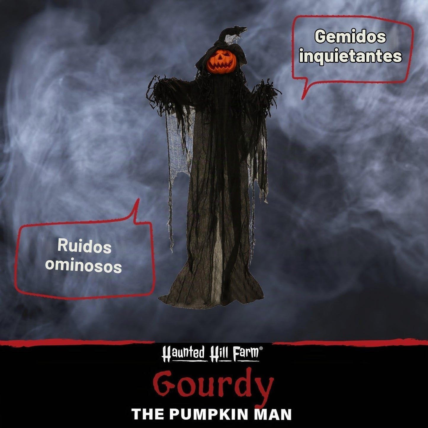 Haunted Hill Farm HHPUMP-3FLS | Espantapájaros animatrónico de tama...