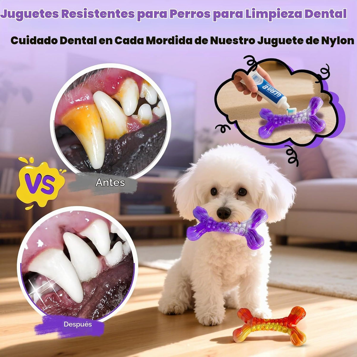 WOWBALA Juguete masticador agresivo para perros, paquete de 2 jugue...
