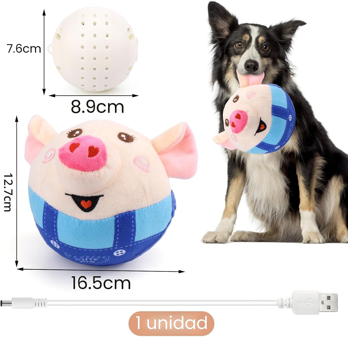 BABORUI Juguetes Interactivos para Perros Cerdo, Juguetes Saltarine...