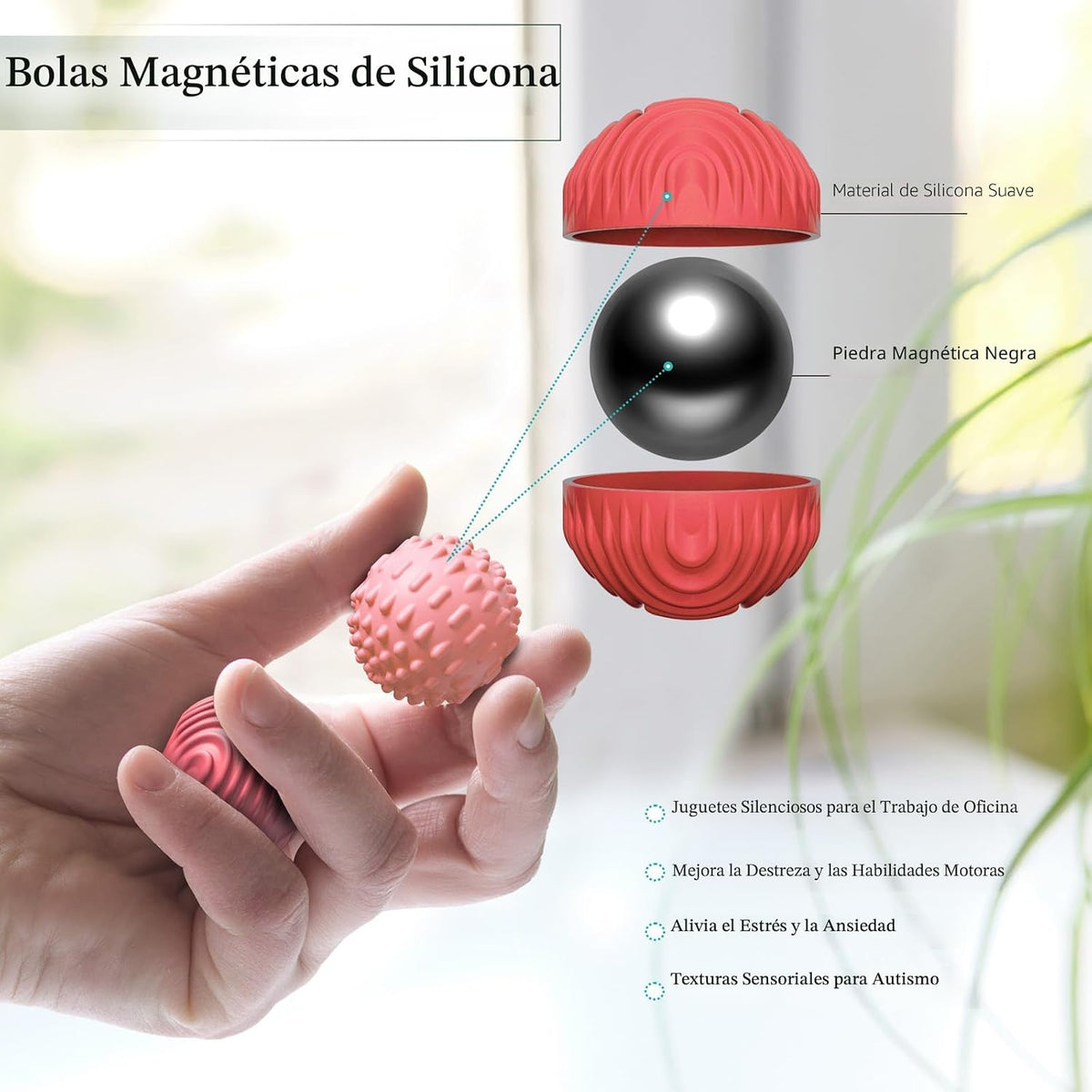 Bolas magnéticas de silicona luckdoor, juguetes para inquietos para...