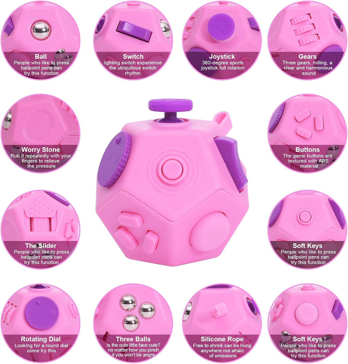 UOOEFUN Juguetes Fidget Cubo, Cubo de Dedos, Juguetes Fidget de 12...