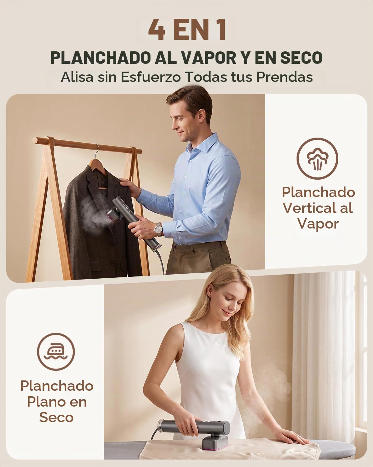 Vaporizador de viaje para ropa, hierro portátil 4 en 1 de doble vol...