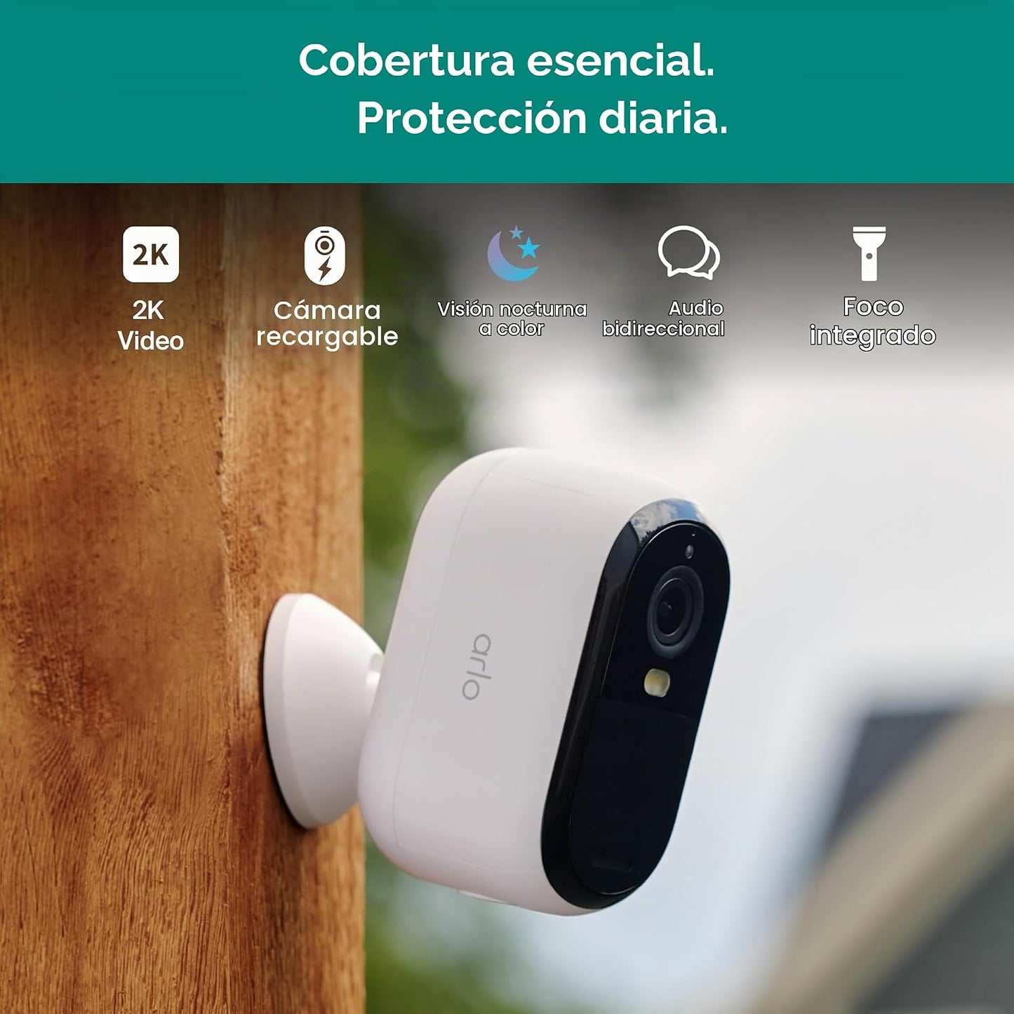 Arlo Essential Security Camera 2K (3ª generación, versión 2025) - C...