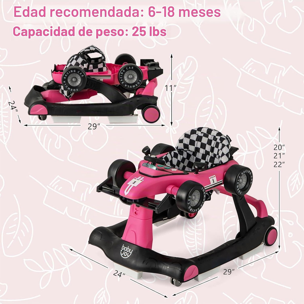 BABY JOY Andador de bebé 4 en 1, Andador de actividad plegable con...