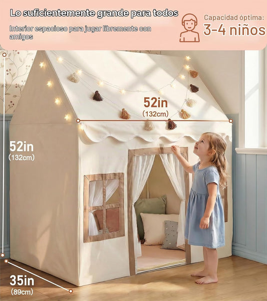 Tienda de campaña con alfombra, luz de estrella, gran casa de juego...