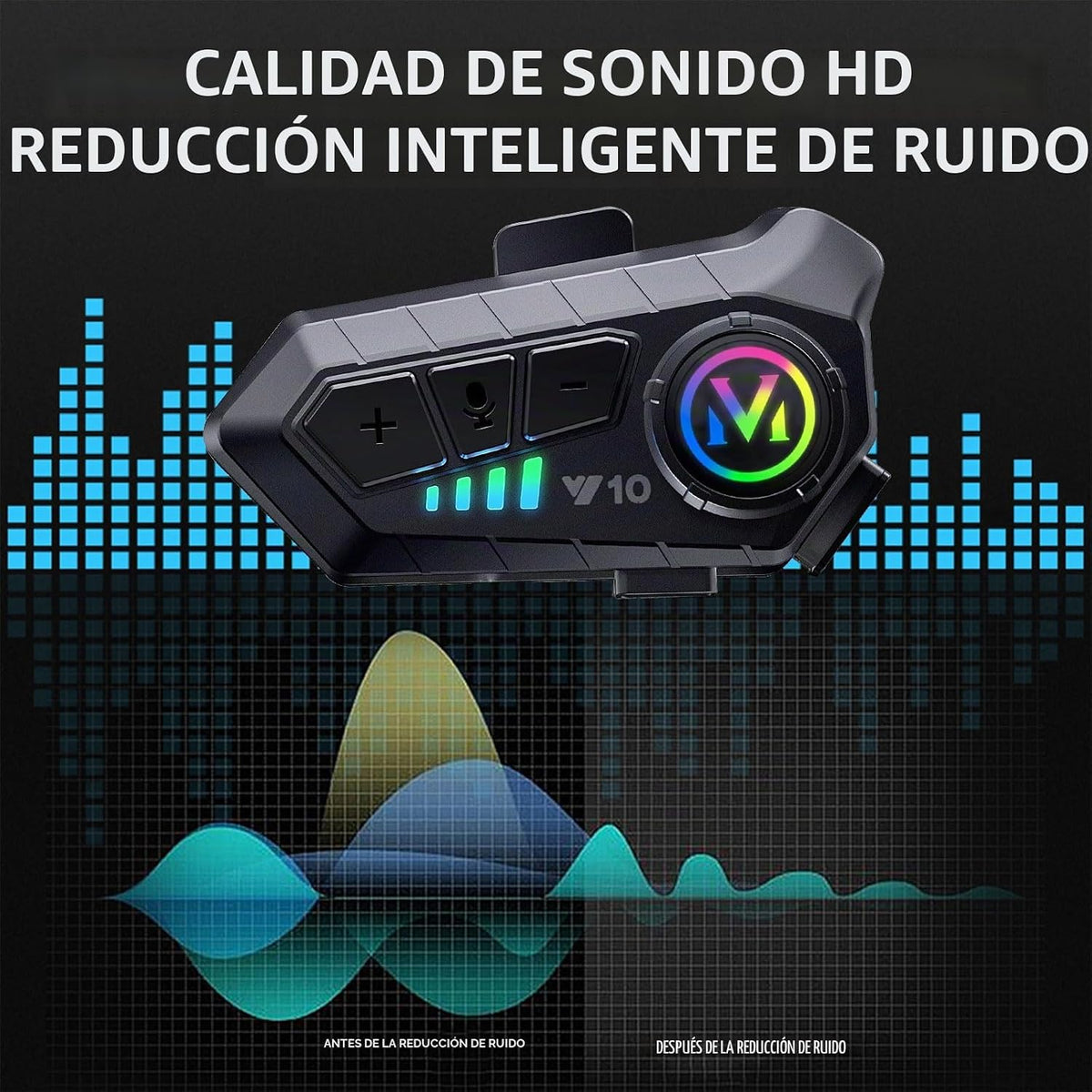 BTQILEYOO Y10 Audífonos Bluetooth para casco de motocicleta, auricu...