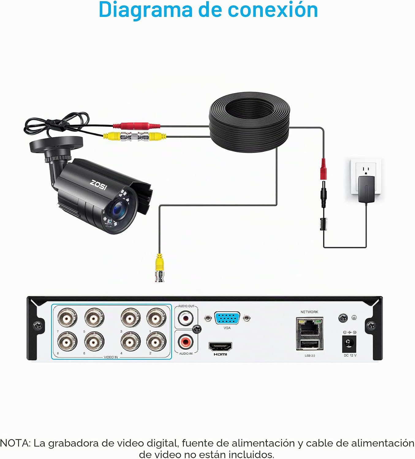 ZOSI - Sistema de cámaras de seguridad CCTV 1080P para exteriores e...