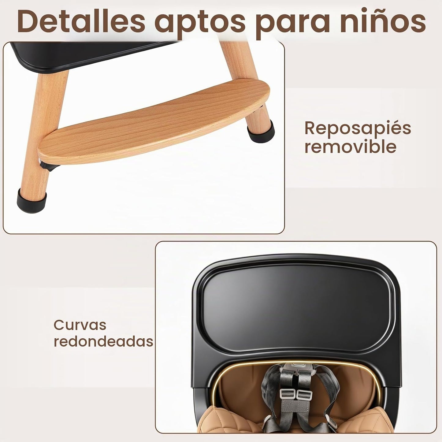 INFANS Silla alta para bebé, silla alta convertible de madera 6 en...