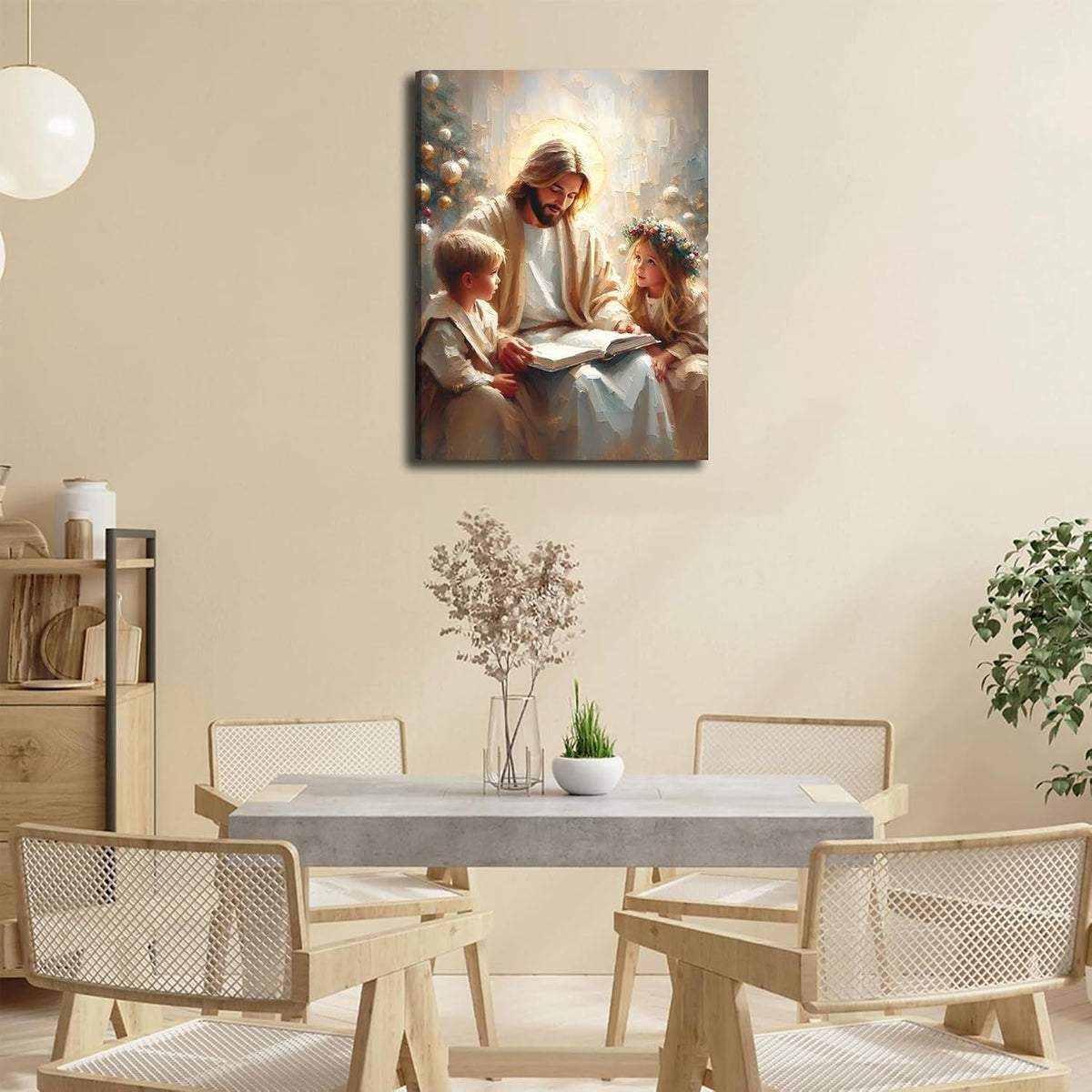 Lienzo de Jesús con niños, arte de pared de Jesús Jardín enseñando...