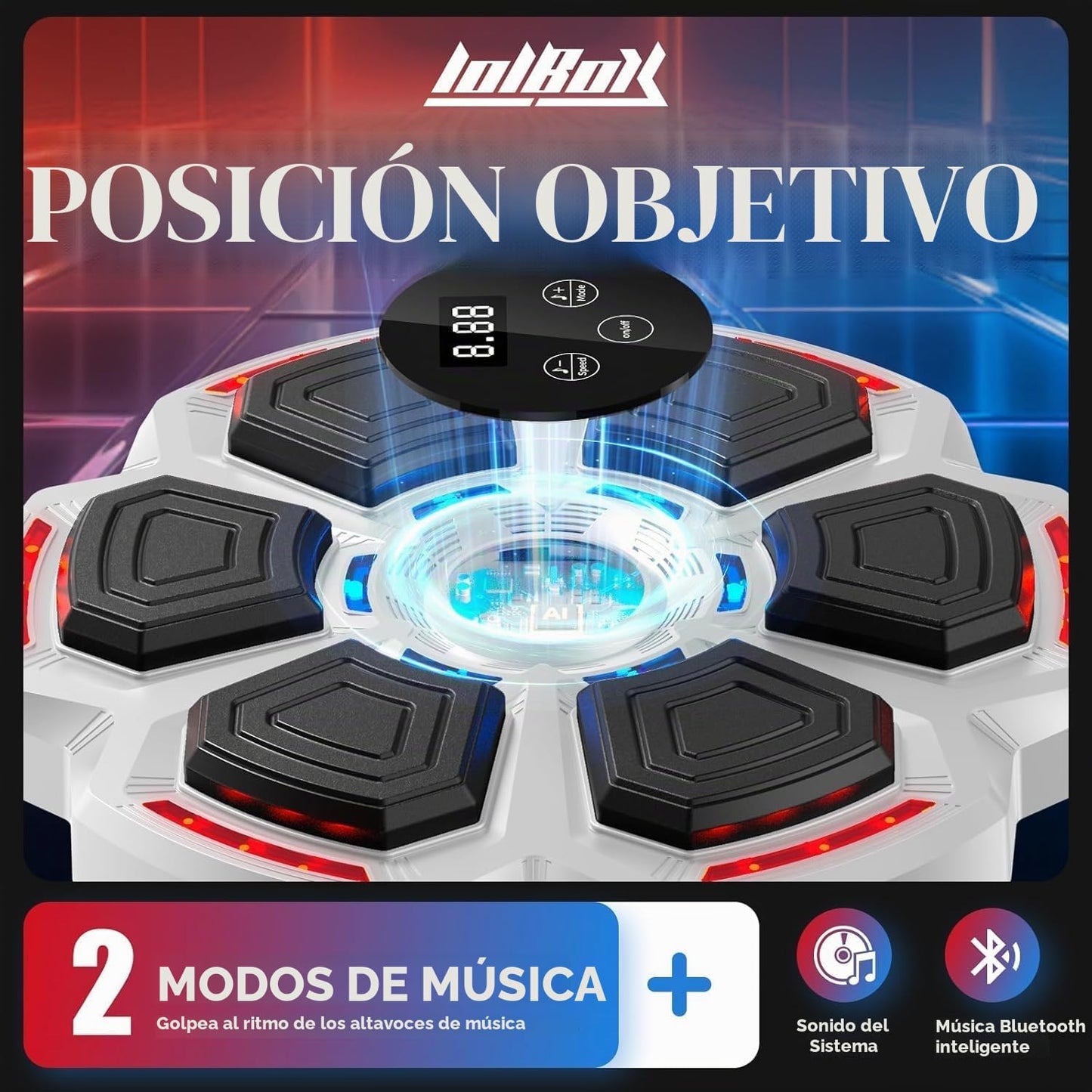 LOLBOX Máquina de boxeo musical para adultos y niños, máquina de en...