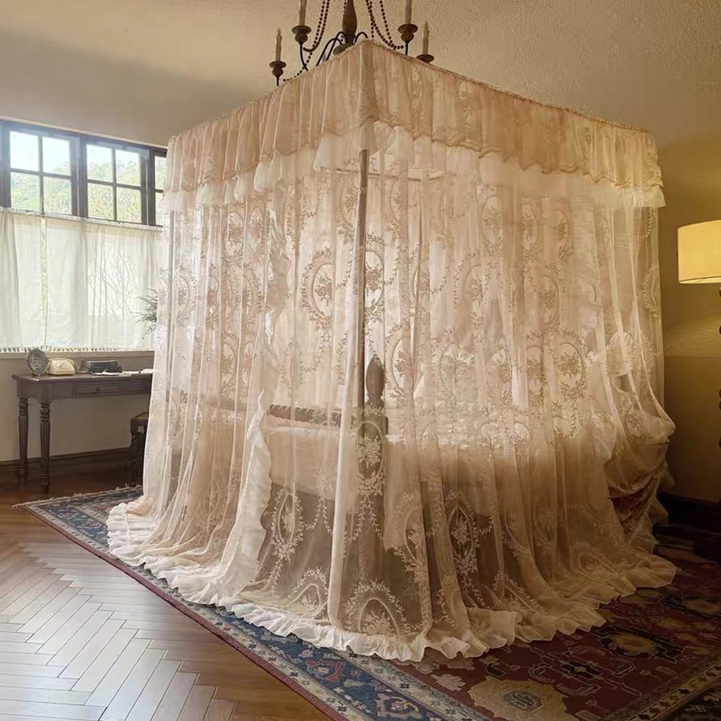 SCMTYWCQ Elegante mosquitero de encaje de princesa con 4 postes de...