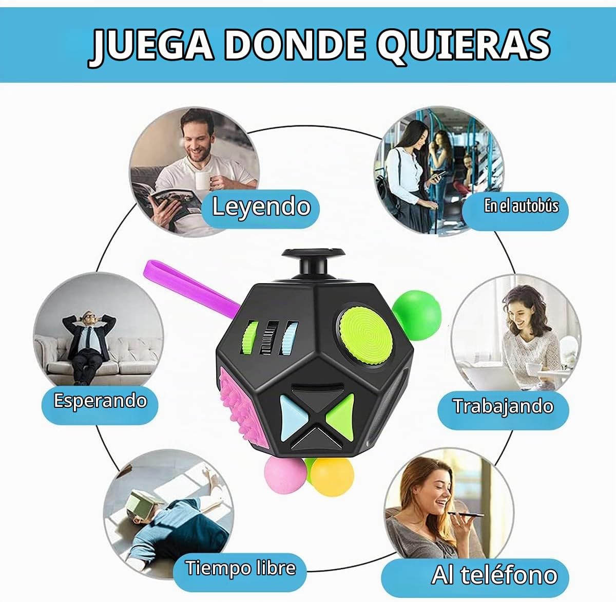 Juguetes de Cubo de 12 Lados, Cubo de Juguetes Fidget Alivia el Est...